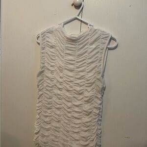 Topshop White Ruched Sleeveless Blouse